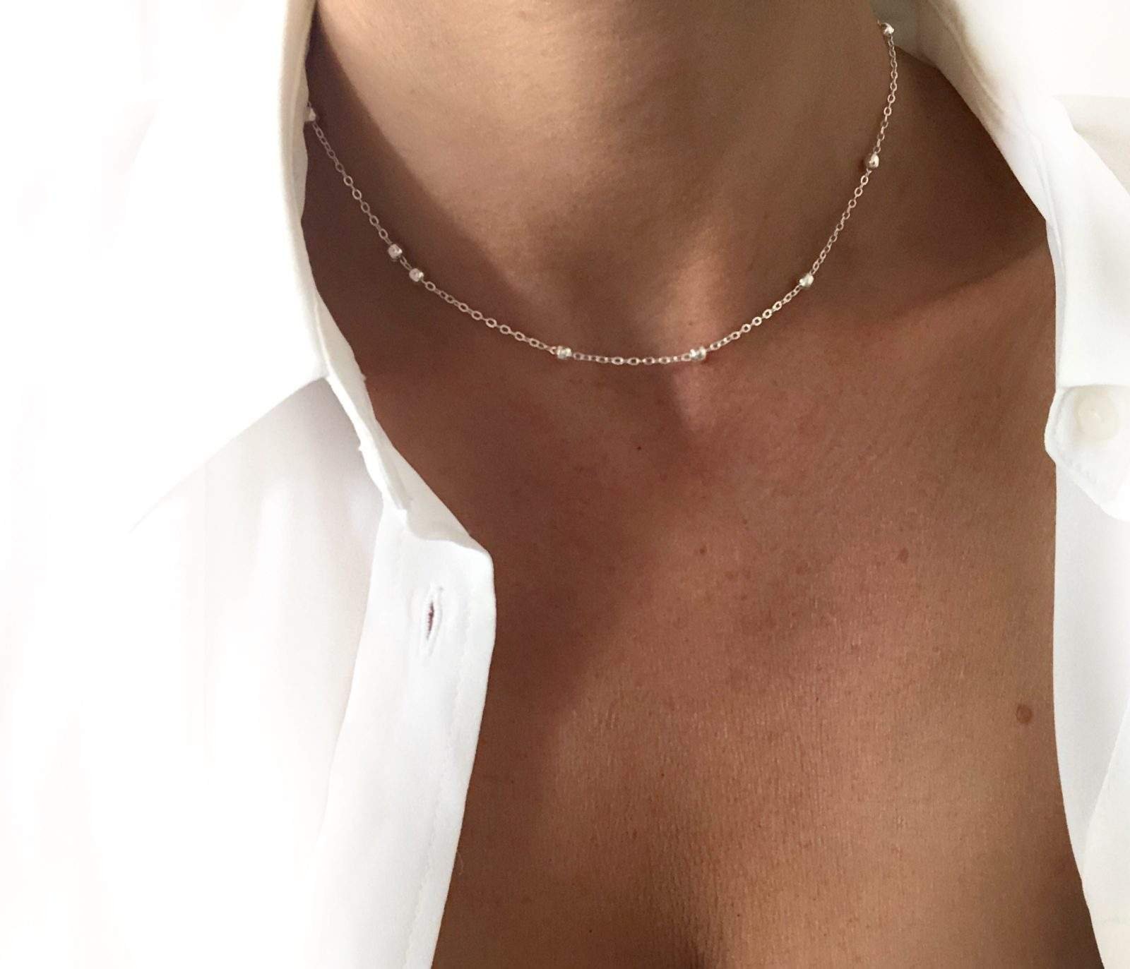 Collier Cha Ne Satellite Argent Bijoux Fantaisie Femme