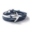 Bracelet ancre argent cuir bleu