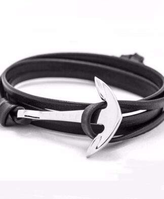 Bracelet ancre noir femme