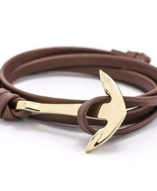 Bracelet ancre or marron