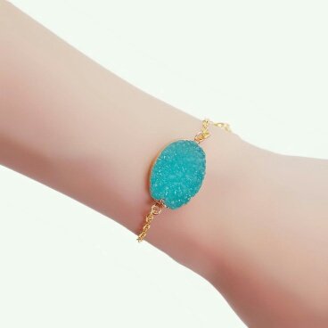 Bracelet or femme pierre turquoise