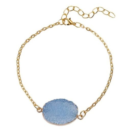 Bracelet or pierre bleu