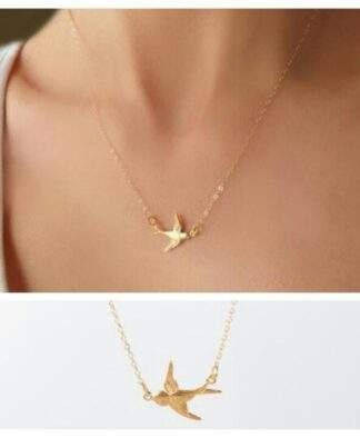 Collier hirondelle or