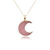 Collier lune rose or