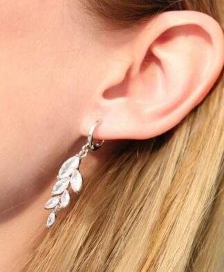 Boucles d'oreilles Oxyde de zirconium - feuille
