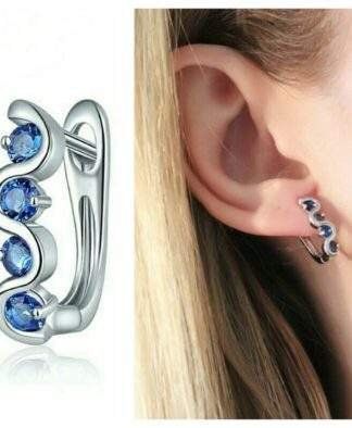 Boucles d'oreilles argent avec zirconium bleu