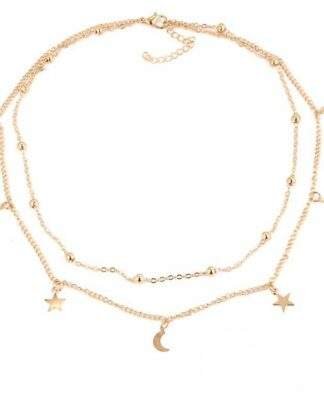 collier multirangs or lune et etoile
