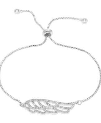 Bracelet mariage Plume cristal argent