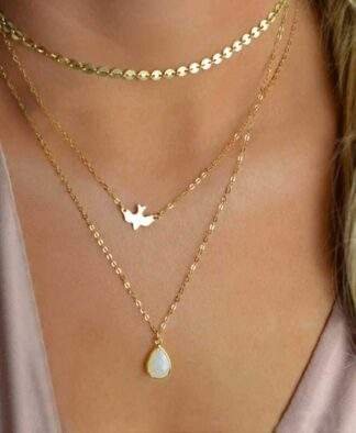 Collier multirangs pierre plaqué argent