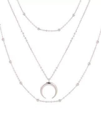 Collier multirang corne argent