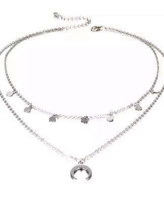 Collier multirang corne argent