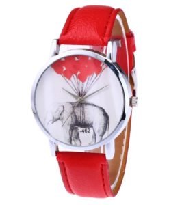 Montre elephant cuir rouge