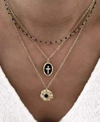 Collier chapelet medaille perles dore
