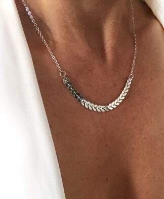 Collier laurier argent