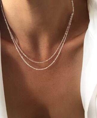 Collier multirang chaine satellite argent