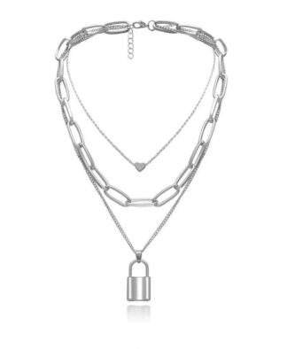 Collier argente a gros maillons
