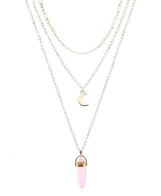Collier dore 3 chaines pendentif lune