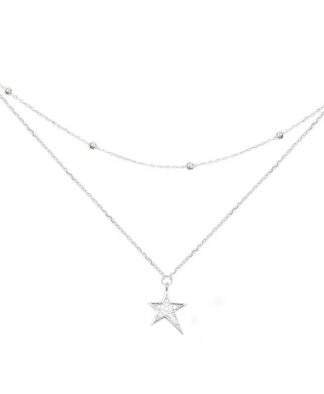 Collier double chaine satellite argent