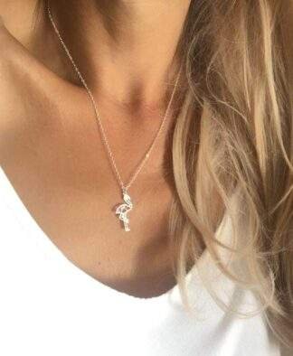 Collier origami flamant rose