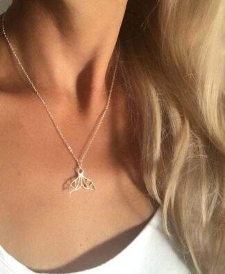 collier baleine origami argent