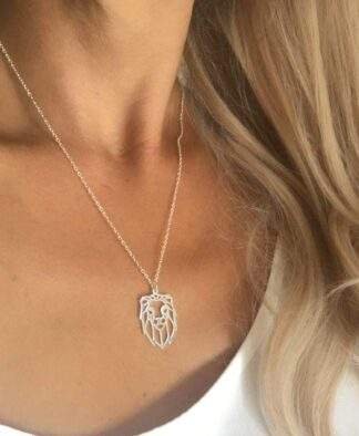 collier origami lion argent