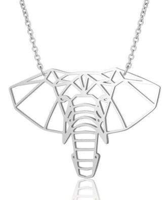 Collier elephant origami argent