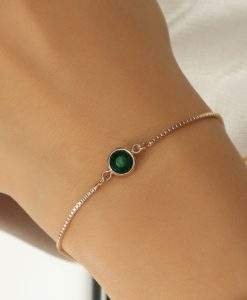 Bracelet chaine pierre facettee verte