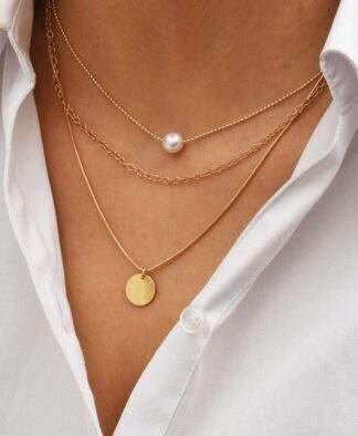 Collier 3 rangs perle blanche