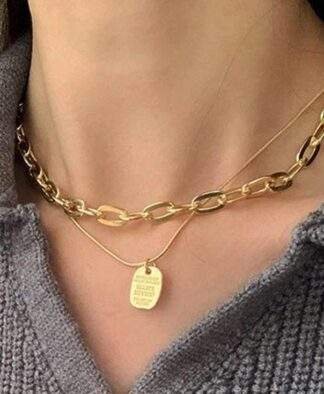 Collier chaine dore a gros maillons