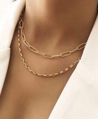 Collier double rang grosse maille