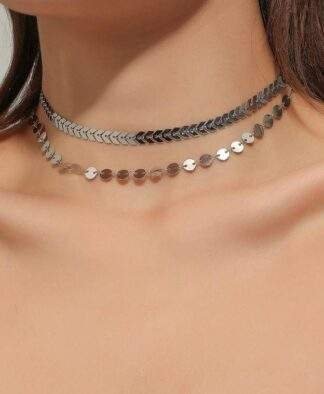 Collier double rang pastilles