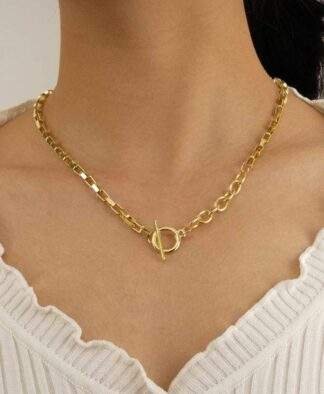 Collier grands maillons fermoir T