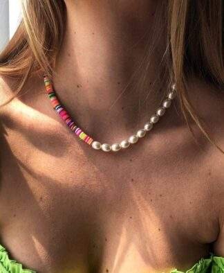 Collier ras de cou multicolore