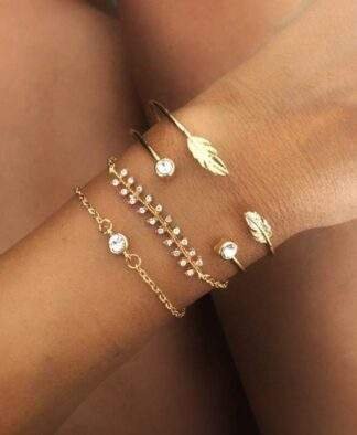Ensemble de bracelets jonc plaque or
