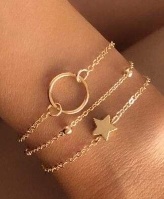 bracelet multi chaine plaque or
