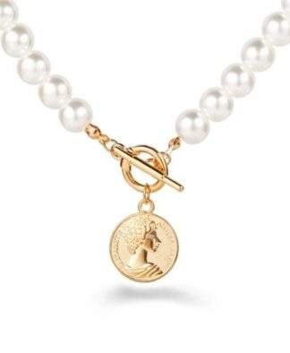 collier grosse maille perles blanches