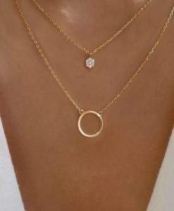 collier double rang cercle strass