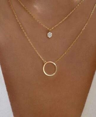 collier double rang cercle strass
