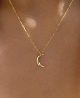 collier lune dore