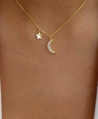 collier lune dore