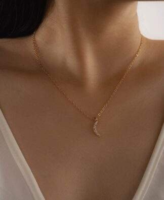 collier lune strass