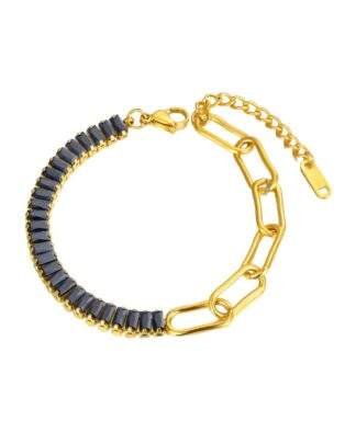 Bracelet dore strass noir tendance 2024