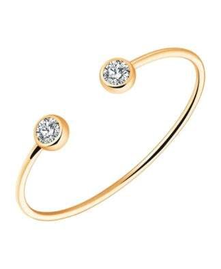 Bracelet jonc plaque or oxyde de zirconium