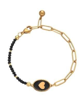 bracelet medaille coeur noir tendance 2024