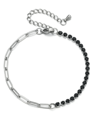bracelet noir argent tendance 2024