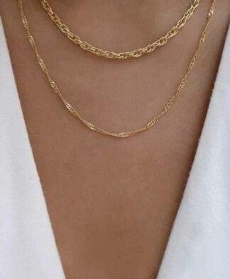 collier double rang chaine dore tendance 2024.