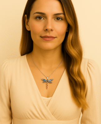 Collier Femme Libellule en Argent et Émail Coloré