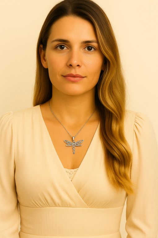Collier Libellule Femme en Argent avec Nœud Infini Bicolore