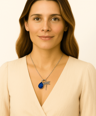 Collier libelulle pierre bleu