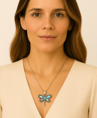 Collier libelulle pierre turquoise